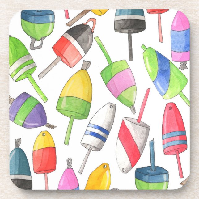 Dessous-de-verre Bouées de homard peintes (Devant)