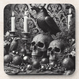 Dessous-de-verre Bougie squelette gothique Halloween monotone som