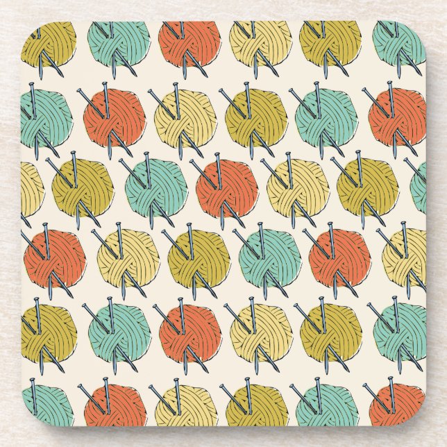 Dessous-de-verre Boules de motif de laine (Devant)