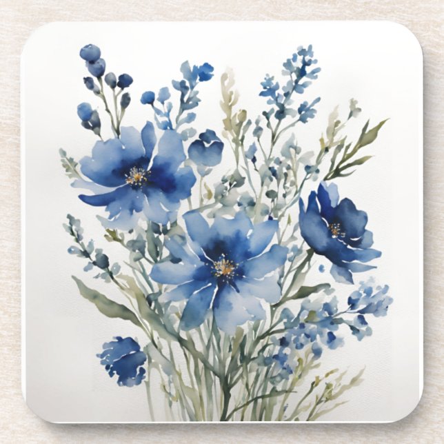 Dessous-de-verre Bouquet de fleurs aquarelle élégant (Devant)