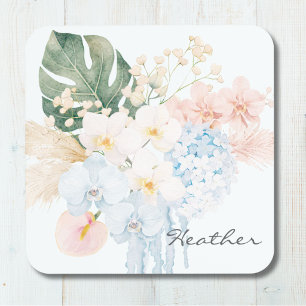 Dessous-de-verre Bouquet Floral de Fleurs Tropicales à l'Aquarelle