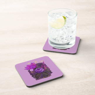 Dessous-de-verre Bouquet floral magique violet dans un cadre doré