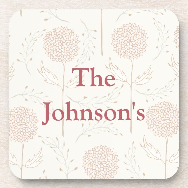 Dessous-de-verre Bourgogne et fleurs blanches (Devant)