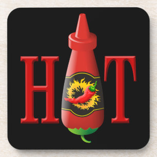 Dessous-de-verre Bouteille de sauce chaude