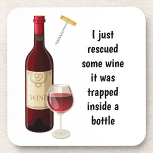 Dessous-de-verre Bouteille de vin et illustration en verre