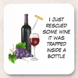 Dessous-de-verre Bouteille de vin et illustration en verre