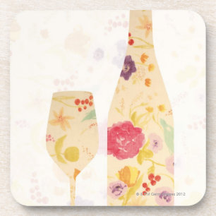 Dessous-de-verre Bouteille et verre de vin