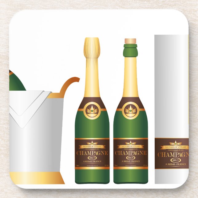 Dessous-de-verre bouteilles de champagne (Devant)