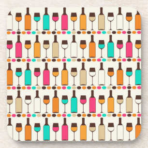 Dessous-de-verre Bouteilles et verres rétro