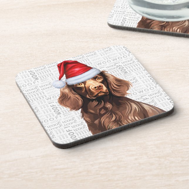 Dessous-de-verre Boykin Spaniel Chien Woof Word Art Holiday (Côté gauche)