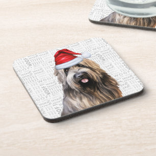 Dessous-de-verre Briard Shepherd Chien Woof Word Art Holiday