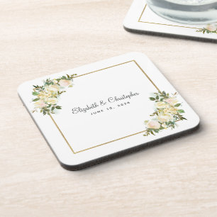 Dessous-de-verre Bride Groom Elegant Rose Floral Wedding Keepsake