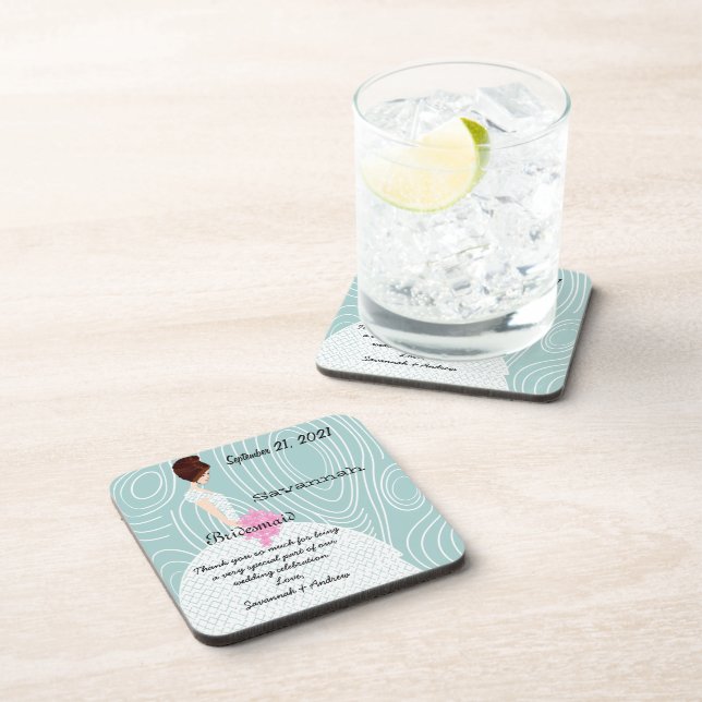 Dessous de verre Bridesmaid Motif Aqua Wood Grain (Côté Droit)