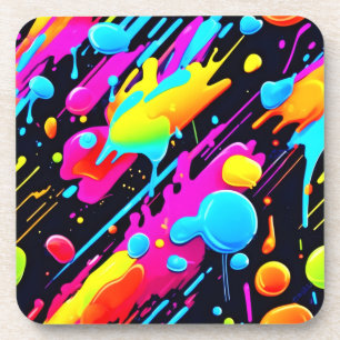 Dessous-de-verre Bright Neon Splashes dans l'oeuvre Abstraite