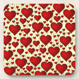 Dessous-de-verre Bright Red Romantic Hearts Motif
