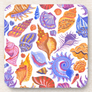 Dessous-de-verre Bright tropical seashell, main-drawn