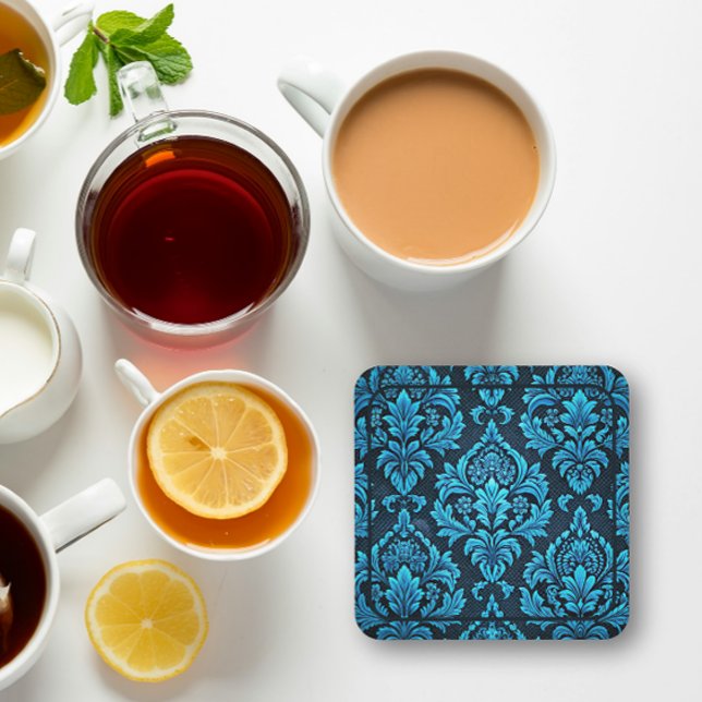 Dessous-de-verre Brocade florale turquoise majestueuse (Créateur téléchargé)