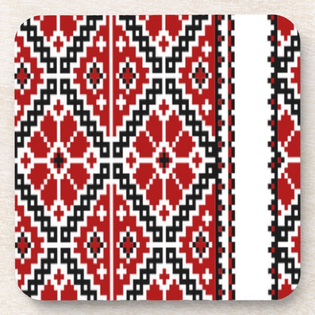 Dessous-de-verre Broderie rouge ukrainienne (Devant)