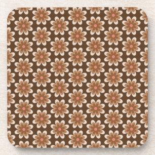 Dessous-de-verre Brown Et Blanc Vintage les années 70 Floral Motif