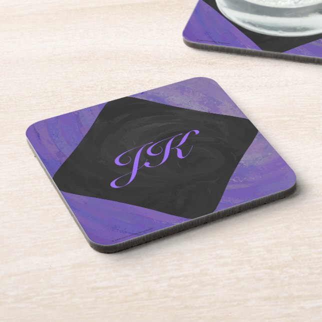 Dessous-de-verre Broyeur de bleuets et monogramme noir (Côté gauche)