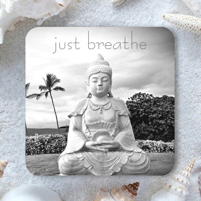 Dessous-de-verre Buddha Hawaii noir et blanc Photo Breathe (Créateur téléchargé)