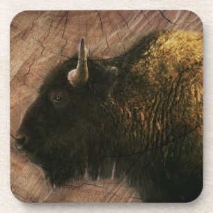 Dessous-de-verre Buffalo de bison de bois