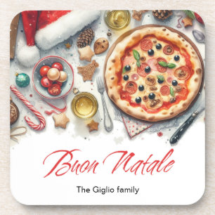 Dessous-de-verre Buon Natale Aquarelle fête de Noël italienne