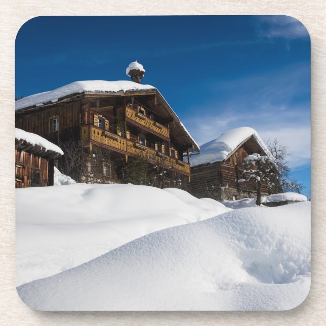 Dessous-de-verre Cabines traditionnels en bois de neige (Devant)