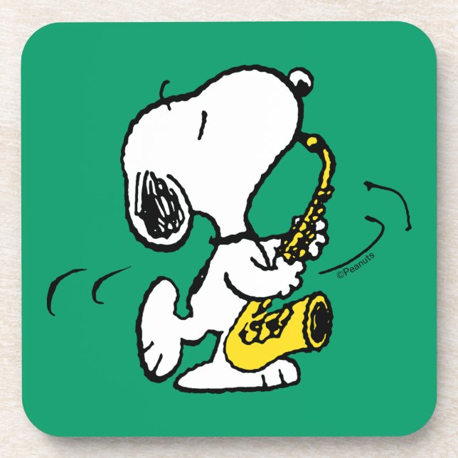 Dessous-de-verre cacahuètes | Lecteur Snoopy Saxophone (Devant)
