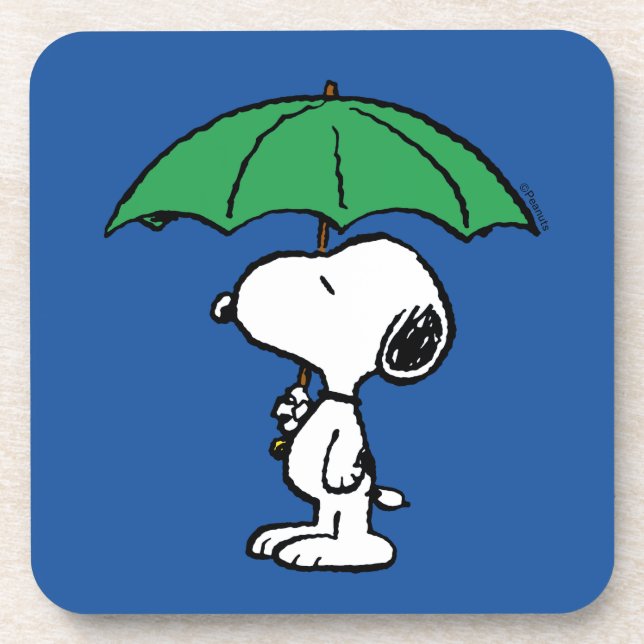 Dessous-de-verre cacahuètes | Parapluie vert Snoopy (Devant)