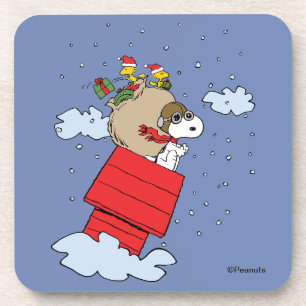 Dessous-de-verre cacahuètes   Snoopy le baron rouge à Noël