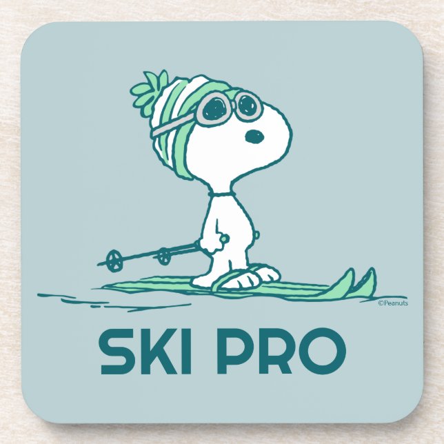Dessous-de-verre cacahuètes | Snoopy sur Skis (Devant)