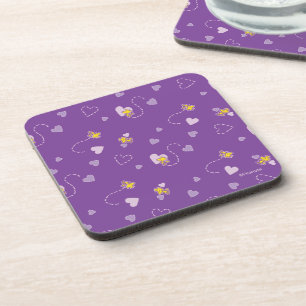 Dessous-de-verre cacahuètes   Woodstock Motif de coeur pourpre