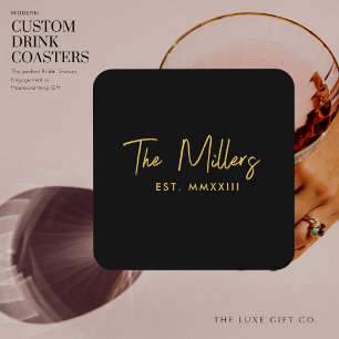 Dessous-de-verre Cadeau de la mer Noir de nouveau cachet de boisson