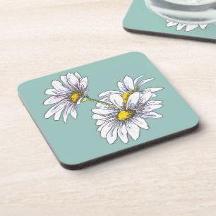 Dessous-de-verre Cadeau de Noël Fleur de Daisy Aquarelle Boho