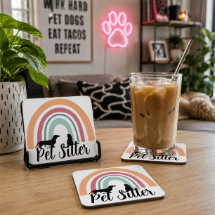 Dessous-de-verre Cadeau de silhouette de chien et chat 'Garde d'ani