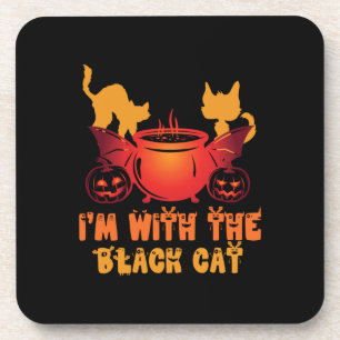 Dessous-de-verre Cadeau Halloween Je Suis Avec Mon Chat Anniversa