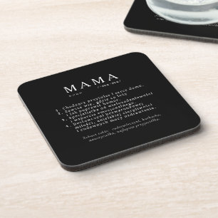 Dessous-de-verre Cadeau maman polonais - MAMA Définition Noir