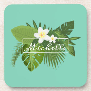 Dessous-de-verre Cadre floral tropical personnalisé   DESSOUS DE VE