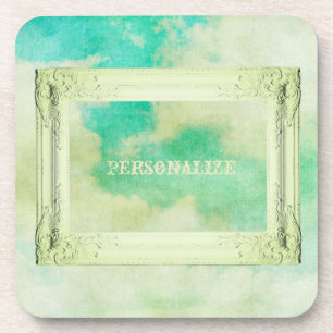 Dessous-de-verre Cadre victorien ciel nuages peint élégant turquois