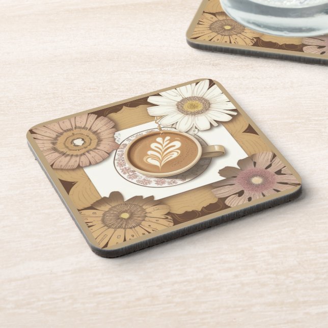 Dessous-de-verre Café et fleurs (Côté gauche)