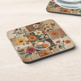 Dessous-de-verre Café et fleurs