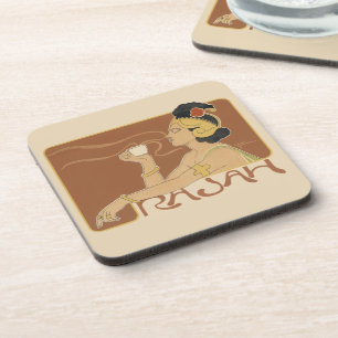 Dessous-de-verre Café Rajah Art Nouveau vintage, Dame mit Kaffee