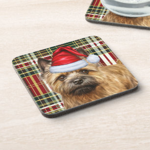 Dessous-de-verre Cairn Terrier chien avec Red Holiday Plaid Noël