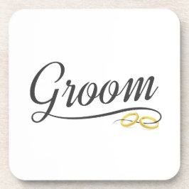 Dessous-de-verre Calligraphie Mariage florale simple Groom | DESSOU