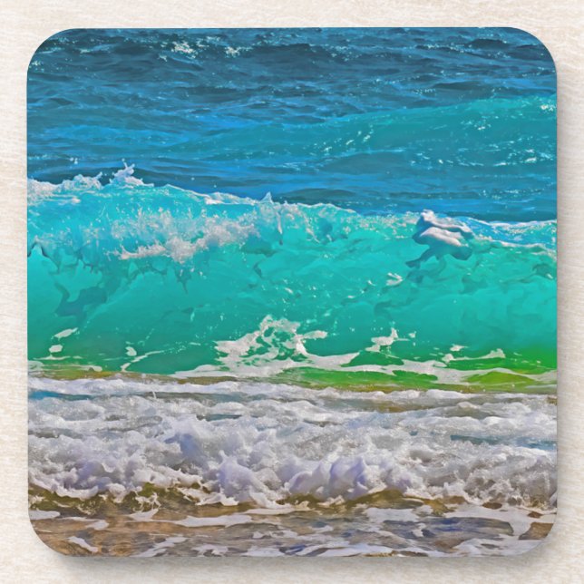 Dessous-de-verre Calme Blue Ocean Waves Beach Art (Devant)