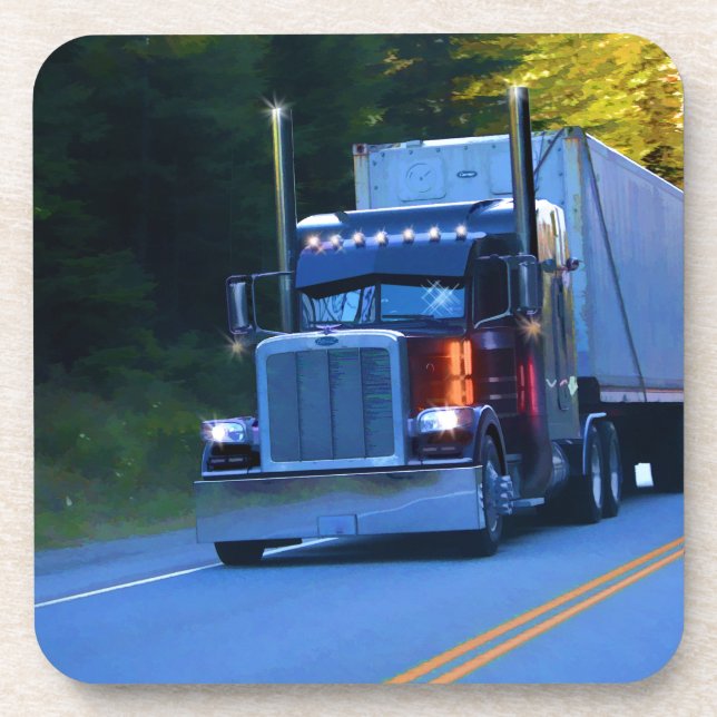 Dessous-de-verre Camions, Big Rig Cargo Truck Art (Devant)