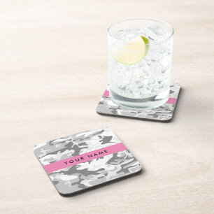 Dessous-de-verre Camouflage neige hivernale grise Personnalisez vot