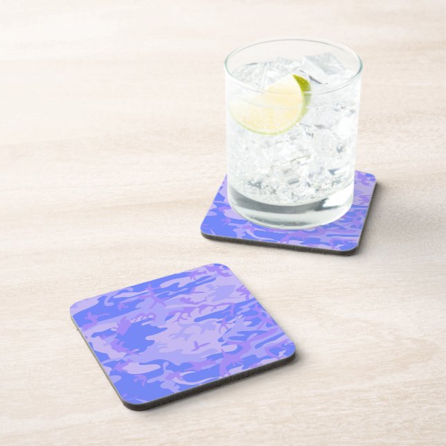 Dessous-de-verre Camouflage Pastel Blue Motif Abstrait (Côté Droit)