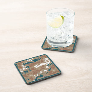 Dessous-de-verre Camouflage terrestre Abstrait Brown